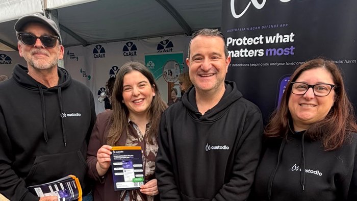 The Custodio team with Co.As.It. at the Custodio stand at the Ferragosto Italian Street Festival in Five Dock.
